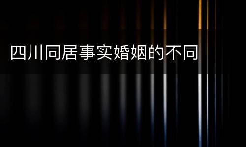 四川同居事实婚姻的不同