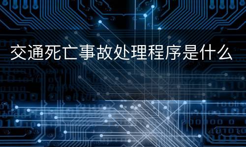 交通死亡事故处理程序是什么