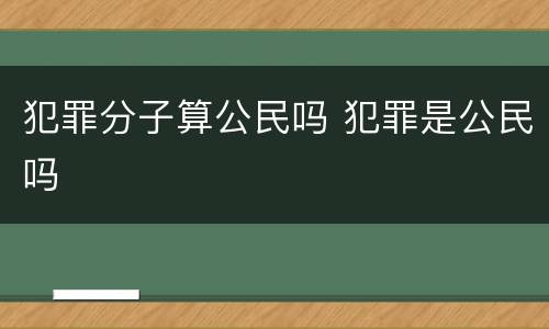 犯罪分子算公民吗 犯罪是公民吗