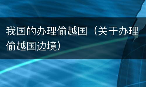 我国的办理偷越国（关于办理偷越国边境）
