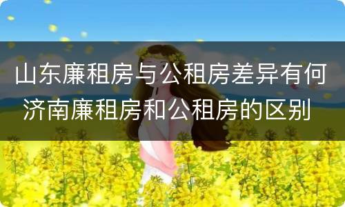 山东廉租房与公租房差异有何 济南廉租房和公租房的区别