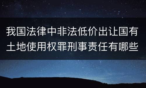 我国法律中非法低价出让国有土地使用权罪刑事责任有哪些