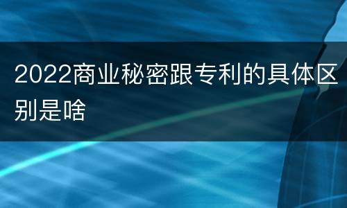 2022商业秘密跟专利的具体区别是啥