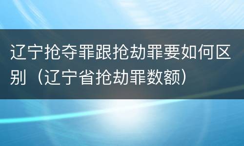 辽宁抢夺罪跟抢劫罪要如何区别（辽宁省抢劫罪数额）