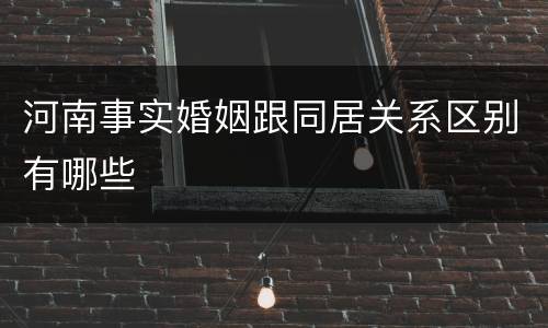 河南事实婚姻跟同居关系区别有哪些