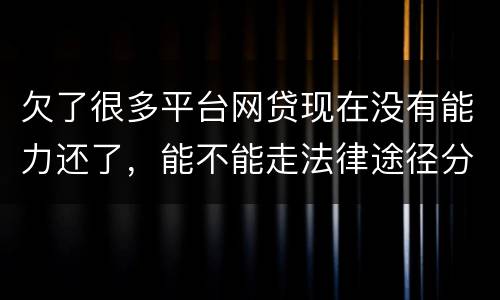 欠了很多平台网贷现在没有能力还了，能不能走法律途径分期