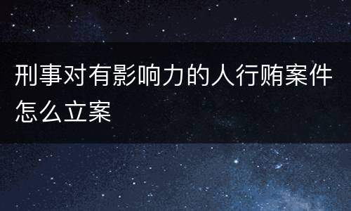 刑事对有影响力的人行贿案件怎么立案