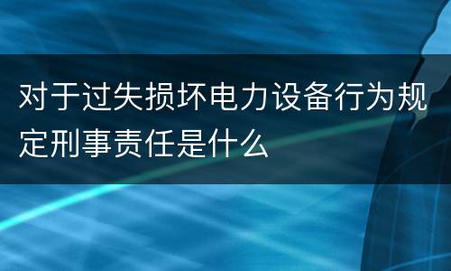 对于过失损坏电力设备行为规定刑事责任是什么