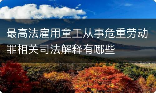 最高法雇用童工从事危重劳动罪相关司法解释有哪些
