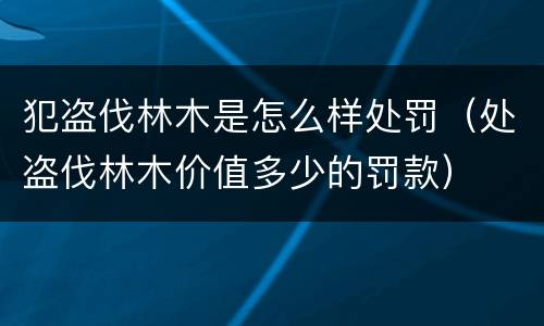犯盗伐林木是怎么样处罚（处盗伐林木价值多少的罚款）