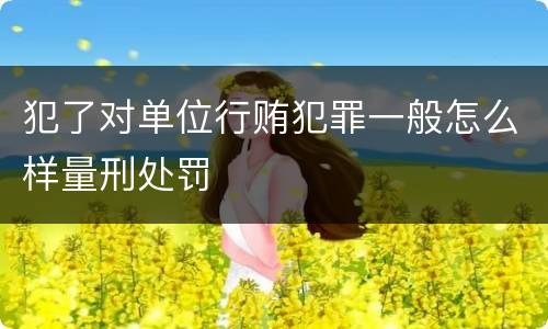 犯了对单位行贿犯罪一般怎么样量刑处罚