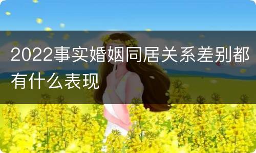 2022事实婚姻同居关系差别都有什么表现