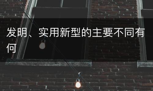 发明、实用新型的主要不同有何