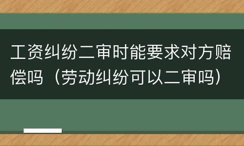 工资纠纷二审时能要求对方赔偿吗（劳动纠纷可以二审吗）