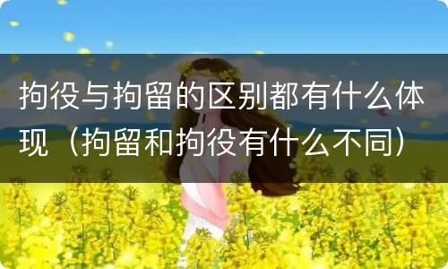 拘役与拘留的区别都有什么体现（拘留和拘役有什么不同）