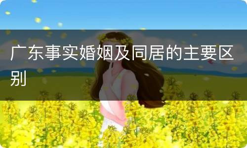 广东事实婚姻及同居的主要区别