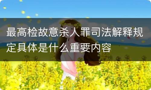 最高检故意杀人罪司法解释规定具体是什么重要内容
