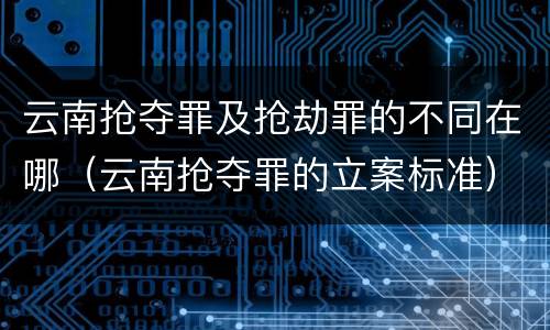云南抢夺罪及抢劫罪的不同在哪（云南抢夺罪的立案标准）