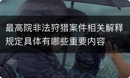 最高院非法狩猎案件相关解释规定具体有哪些重要内容