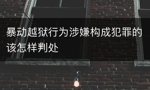 暴动越狱行为涉嫌构成犯罪的该怎样判处
