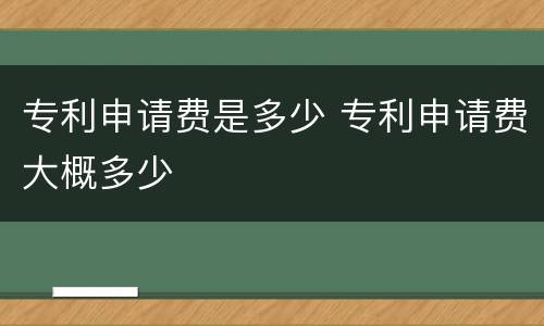 专利申请费是多少 专利申请费大概多少