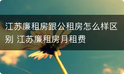 江苏廉租房跟公租房怎么样区别 江苏廉租房月租费