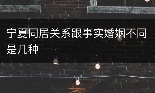 宁夏同居关系跟事实婚姻不同是几种