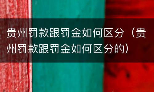贵州罚款跟罚金如何区分（贵州罚款跟罚金如何区分的）