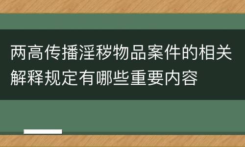 两高传播淫秽物品案件的相关解释规定有哪些重要内容