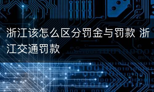 浙江该怎么区分罚金与罚款 浙江交通罚款