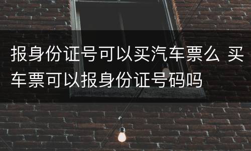 报身份证号可以买汽车票么 买车票可以报身份证号码吗