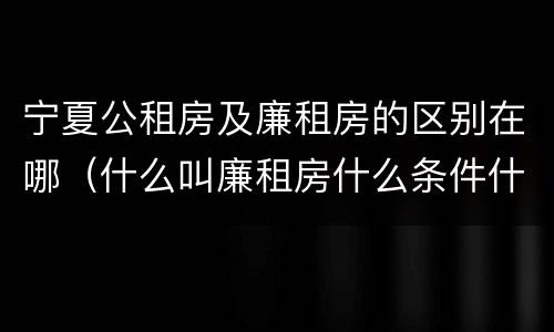 宁夏公租房及廉租房的区别在哪（什么叫廉租房什么条件什么叫公租房）
