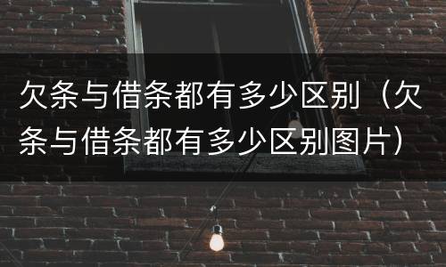 欠条与借条都有多少区别（欠条与借条都有多少区别图片）
