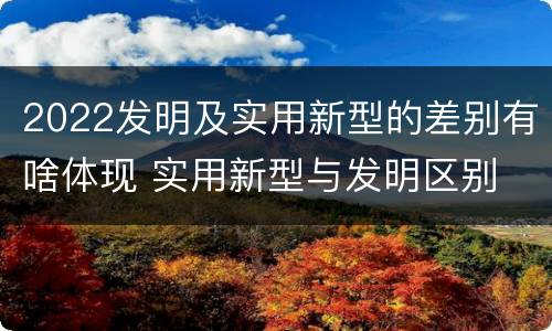 2022发明及实用新型的差别有啥体现 实用新型与发明区别