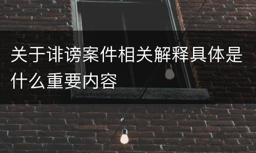 关于诽谤案件相关解释具体是什么重要内容