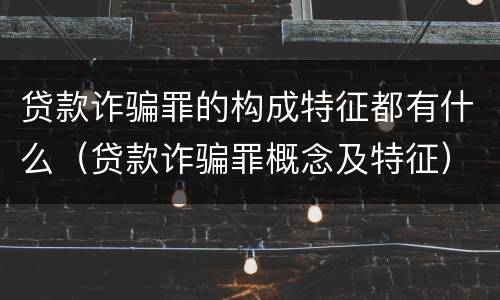 贷款诈骗罪的构成特征都有什么（贷款诈骗罪概念及特征）