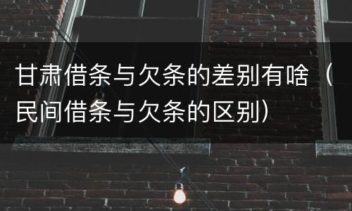 甘肃借条与欠条的差别有啥（民间借条与欠条的区别）