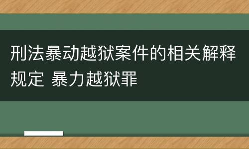 刑法暴动越狱案件的相关解释规定 暴力越狱罪