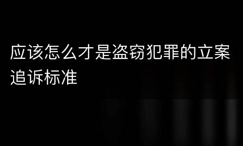 应该怎么才是盗窃犯罪的立案追诉标准