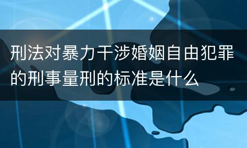 刑法对暴力干涉婚姻自由犯罪的刑事量刑的标准是什么