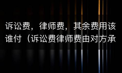 诉讼费，律师费，其余费用该谁付（诉讼费律师费由对方承担的条款怎么定）