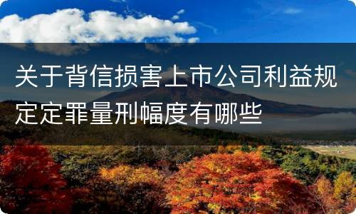 关于背信损害上市公司利益规定定罪量刑幅度有哪些