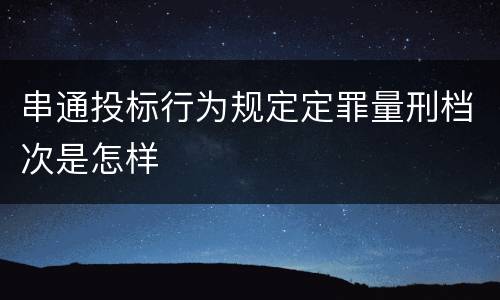 串通投标行为规定定罪量刑档次是怎样