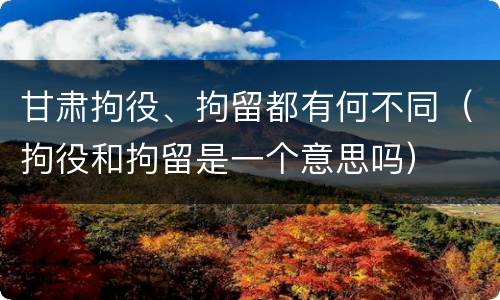 甘肃拘役、拘留都有何不同（拘役和拘留是一个意思吗）