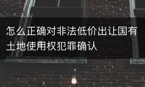 怎么正确对非法低价出让国有土地使用权犯罪确认