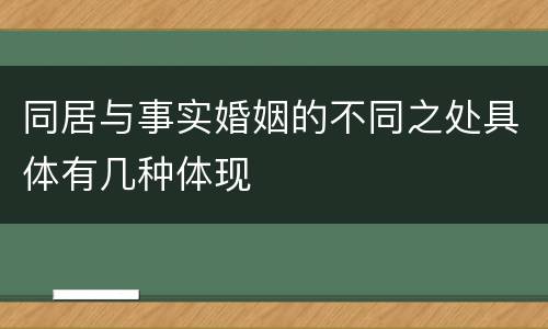 同居与事实婚姻的不同之处具体有几种体现