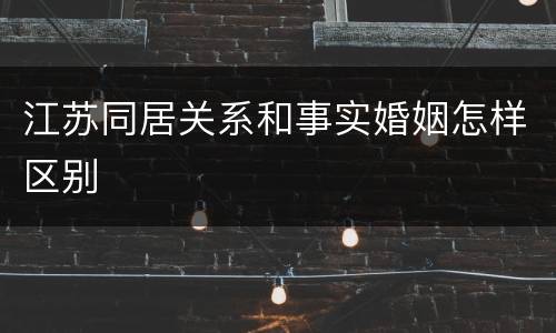 江苏同居关系和事实婚姻怎样区别