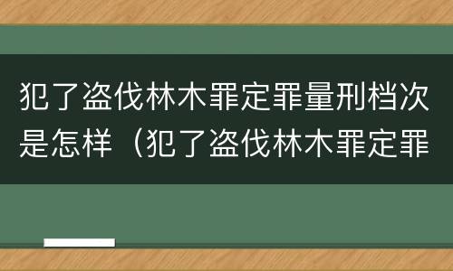 犯了盗伐林木罪定罪量刑档次是怎样（犯了盗伐林木罪定罪量刑档次是怎样的）