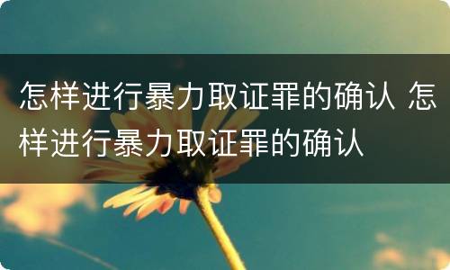 怎样进行暴力取证罪的确认 怎样进行暴力取证罪的确认