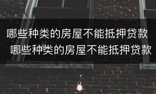 哪些种类的房屋不能抵押贷款 哪些种类的房屋不能抵押贷款买房